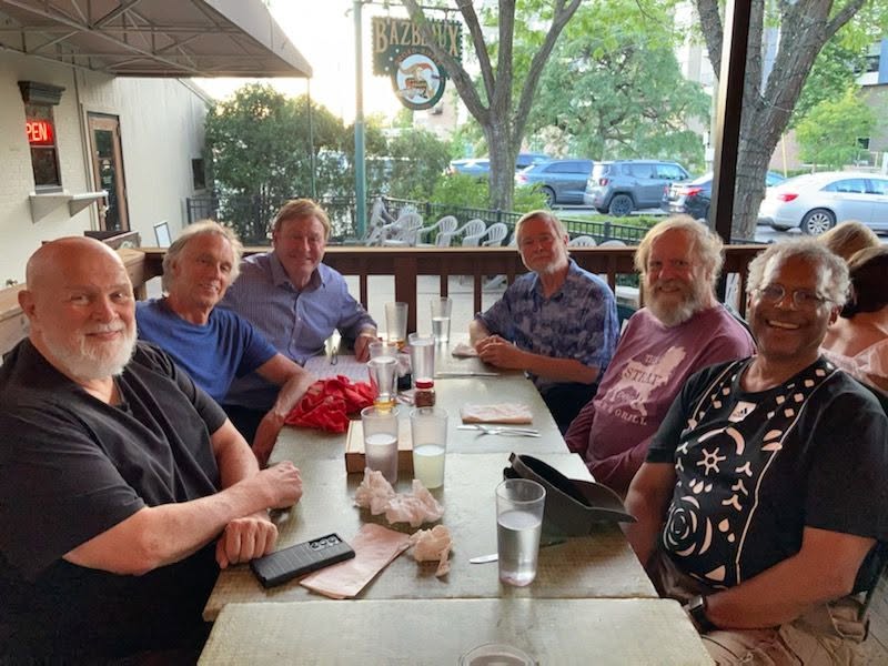 Members of Frenchie & the Oui-Ouis gather for a reunion. The band was an early musical collaboration between Michael Read and Asher Benrubi, years before Roadmaster. Photo courtesy of Randall Bernstein.