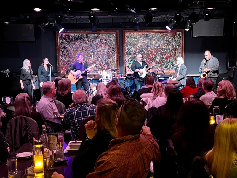 Michael Read performs at the Jazz Kitchen with Rob Dixon, Phillip Powers, Anne Manley, Dave Donahoe, Aimee Esenmann, and Chris Brown, circa 2023.