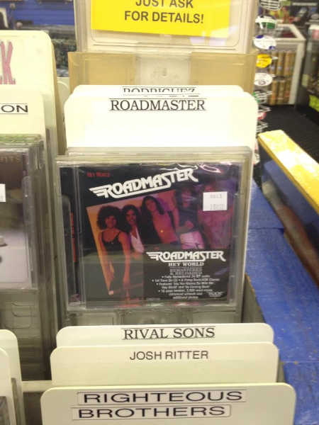 A Roadmaster “Hey World” CD in the music bins at Karma Records in Indianapolis. Photo courtesy of Les Van Buskirk.