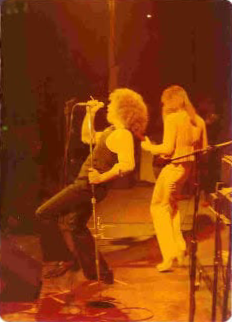 Steve McNally on vocals and Rick Benick on guitar performing with Roadmaster in December 1976. Photo courtesy of John Watson.