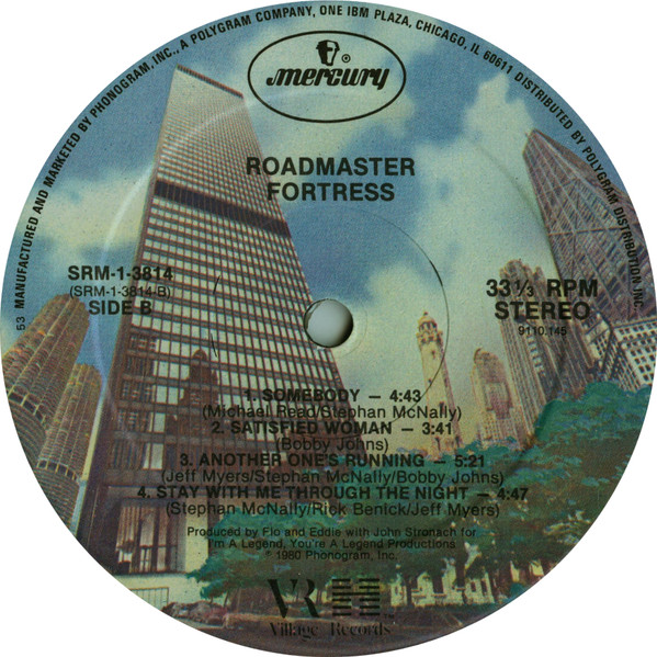 The Side B label of Roadmaster’s 1980 “Fortress” album, released on Mercury Records.
