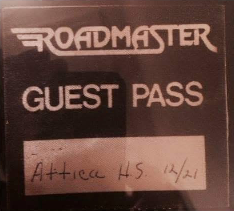 A Roadmaster guest pass for a December 21 performance at Attica High School.