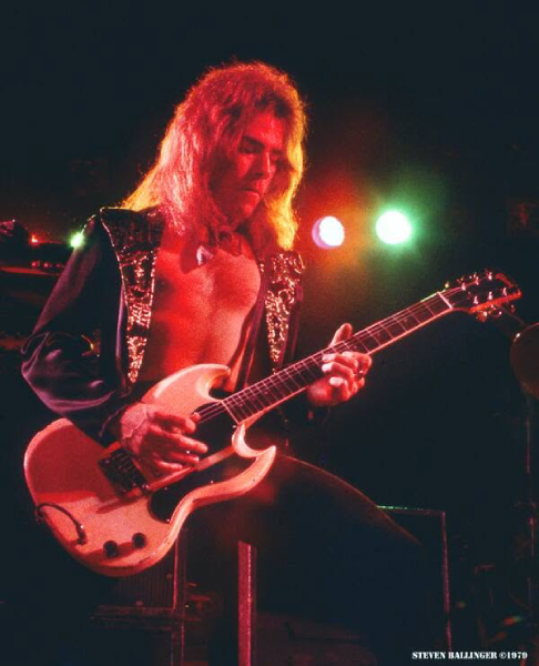 Roadmaster guitarist Ricky Benick performs under the stage lights in 1979. Photo by Steven Ballinger.