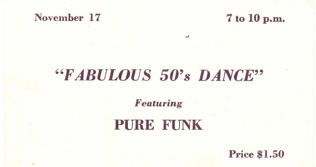 Ticket for Pure Funk at Ben Davis High School’s Fabulous 50’s Dance on November 17, circa 1972–73. Photo courtesy of Howard Phillips.